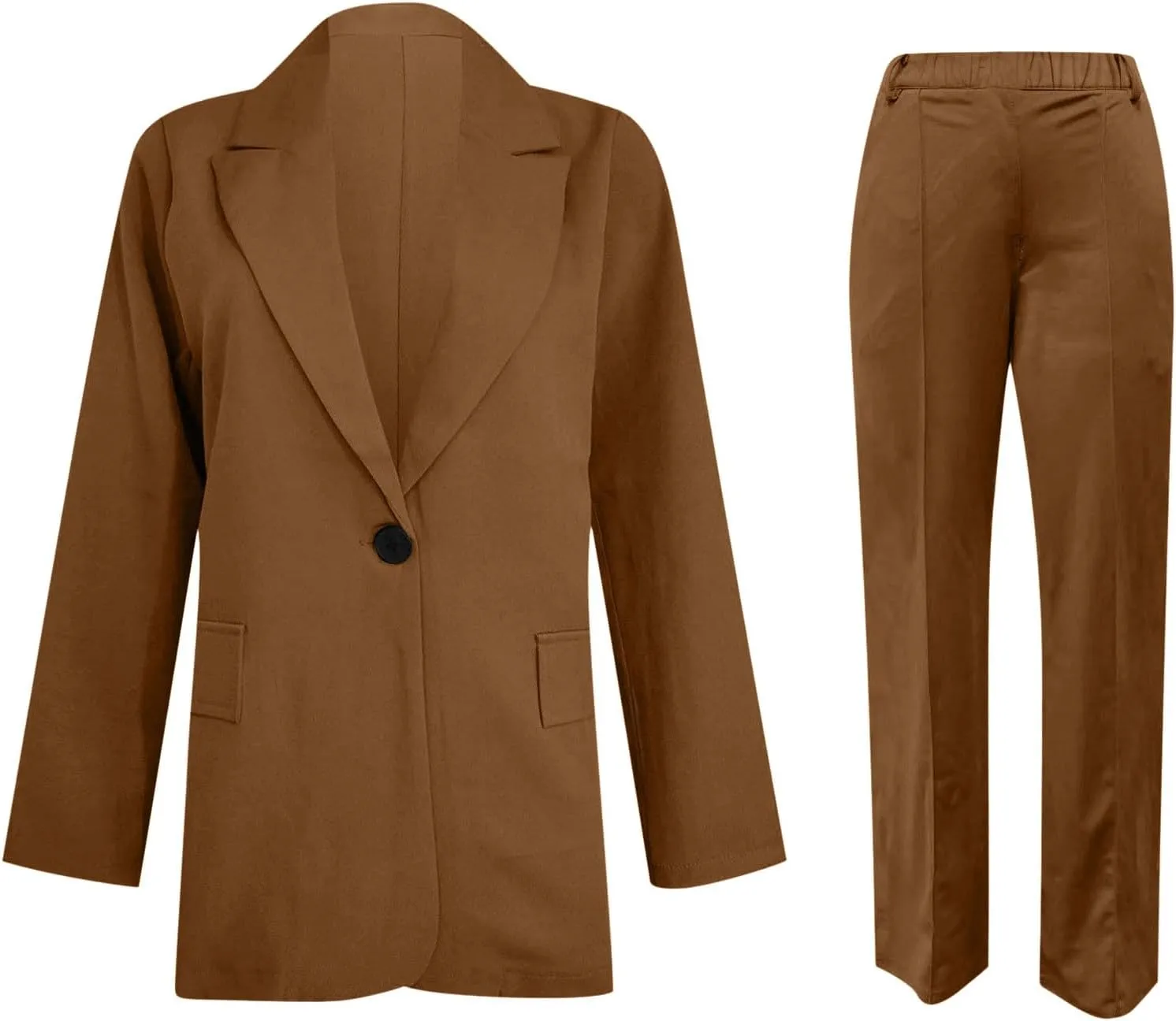 2 Piece Outfits for Women Dressy Blazer Jackets High Waisted Straight Leg Pants Suits Set Business Casual Office