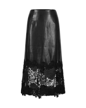 Chantira Vegan Leather Guipure Combo Skirt