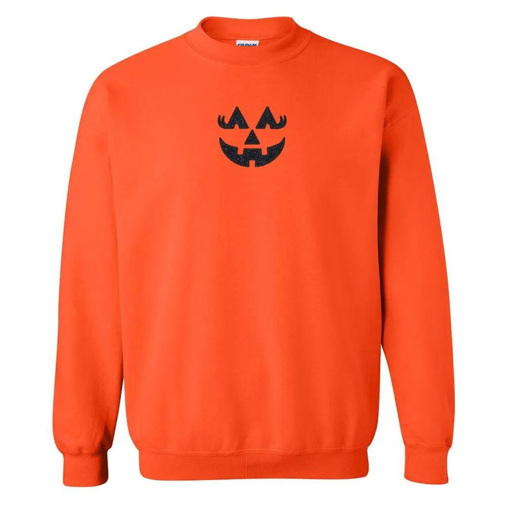 Glitter Embroidery 'Girly Jack-O-Lantern' Crewneck Sweatshirt