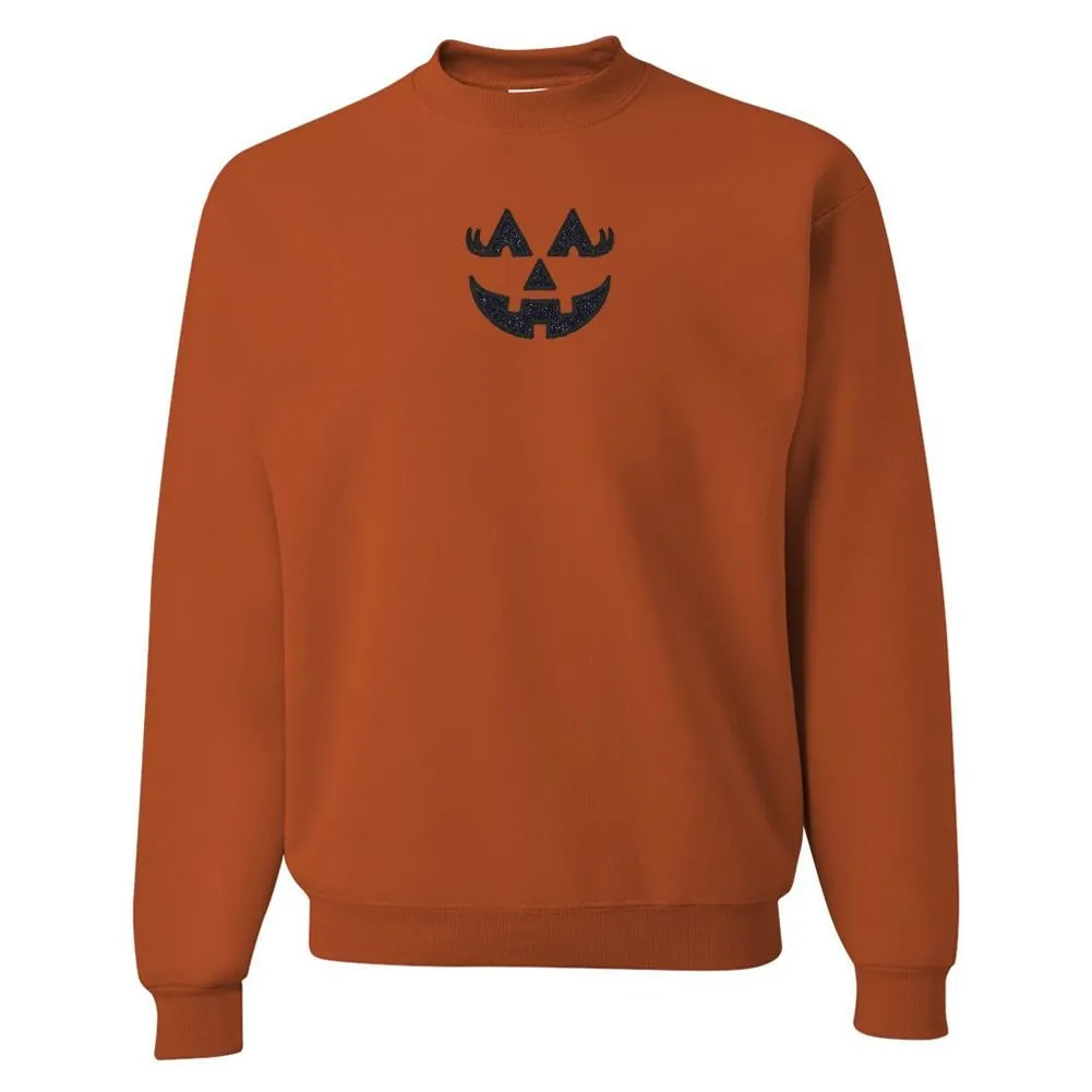Glitter Embroidery 'Girly Jack-O-Lantern' Crewneck Sweatshirt