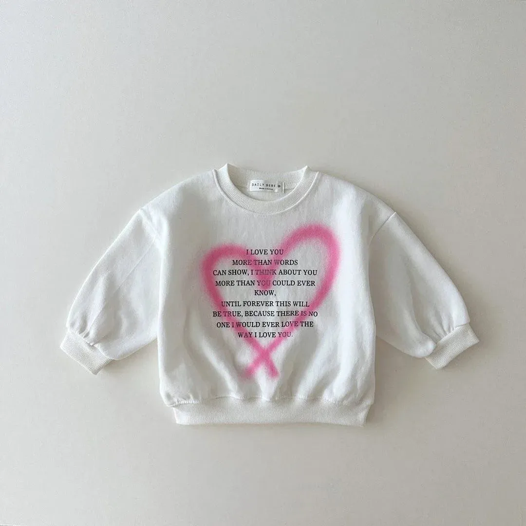 Heart Print Girls Sweatshirt