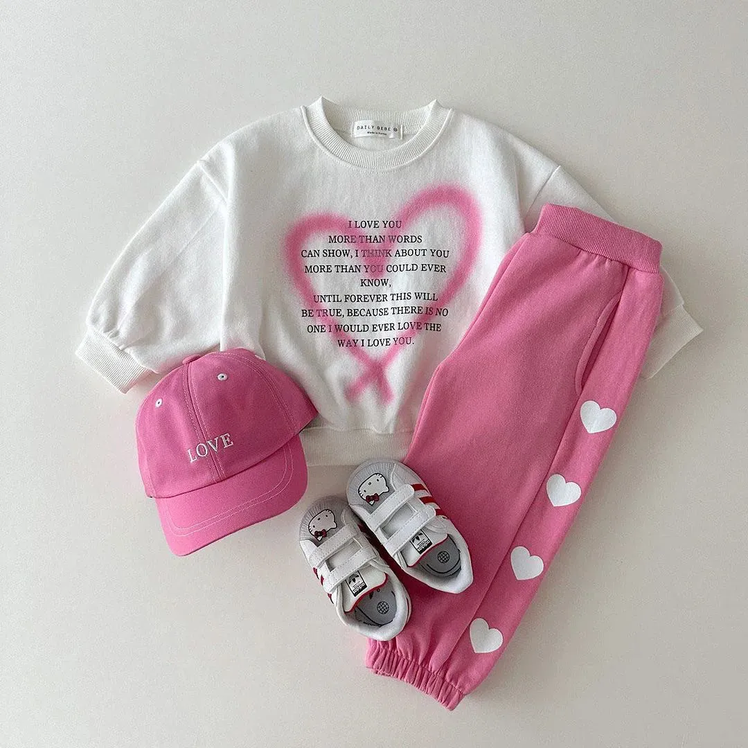 Heart Print Girls Sweatshirt