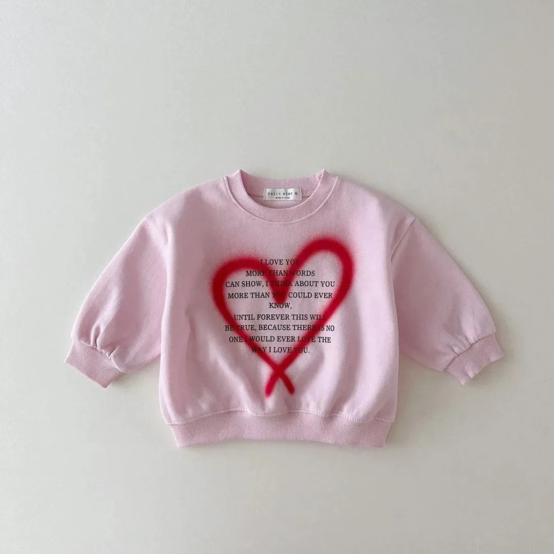 Heart Print Girls Sweatshirt