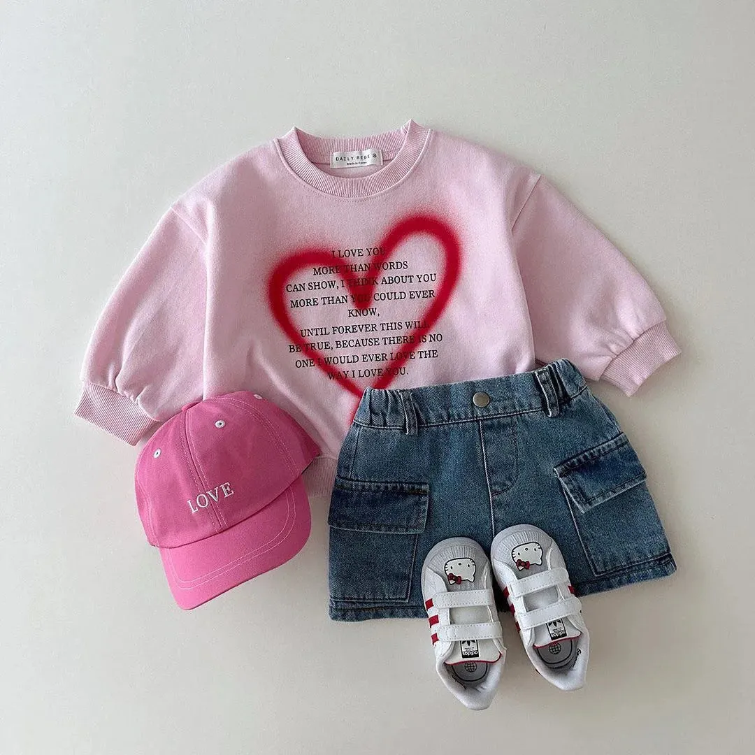 Heart Print Girls Sweatshirt