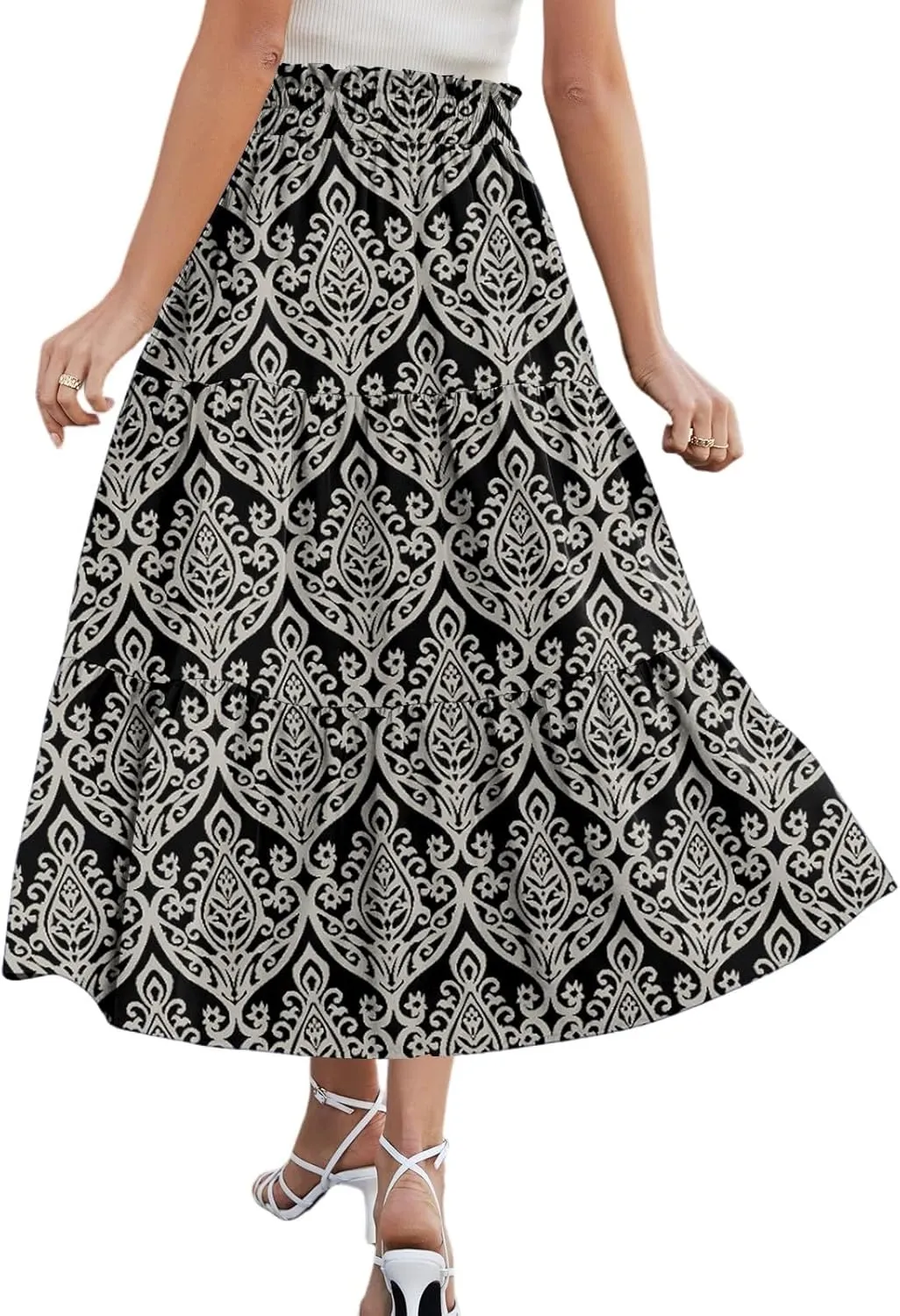 Long Hems Skirts Women Summer Partys Skirt Women's Cozy Slack Floral Expandable