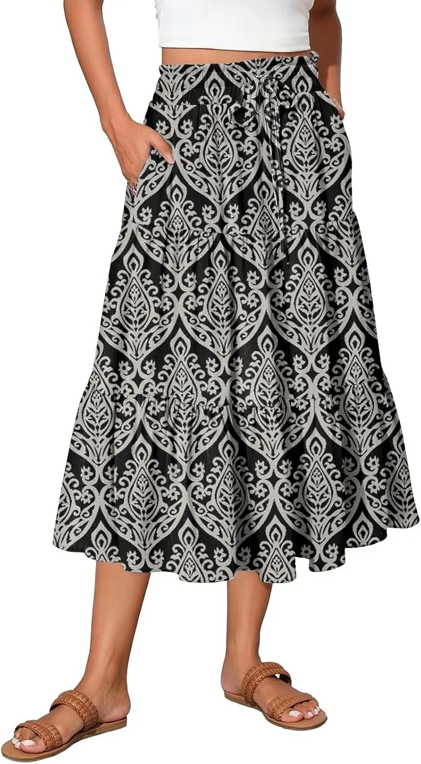 Long Hems Skirts Women Summer Partys Skirt Women's Cozy Slack Floral Expandable