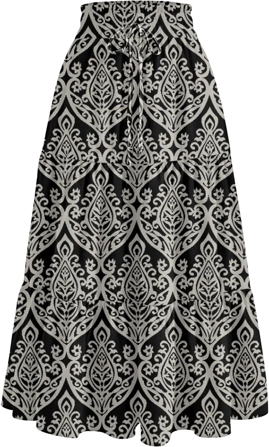 Long Hems Skirts Women Summer Partys Skirt Women's Cozy Slack Floral Expandable