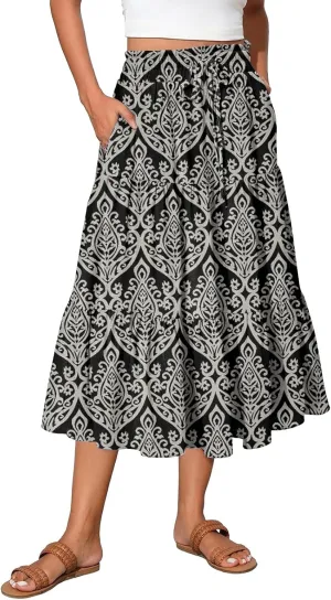 Long Hems Skirts Women Summer Partys Skirt Women's Cozy Slack Floral Expandable
