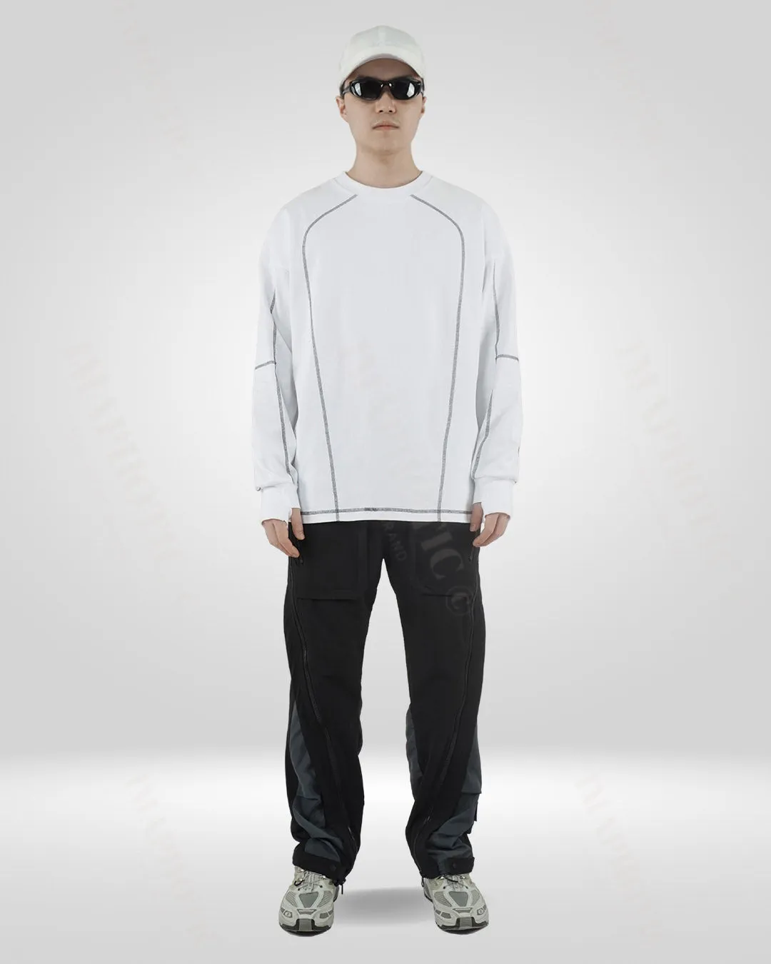 Men's White Cotton Sweatshirt - Round Neck Long Sleeve