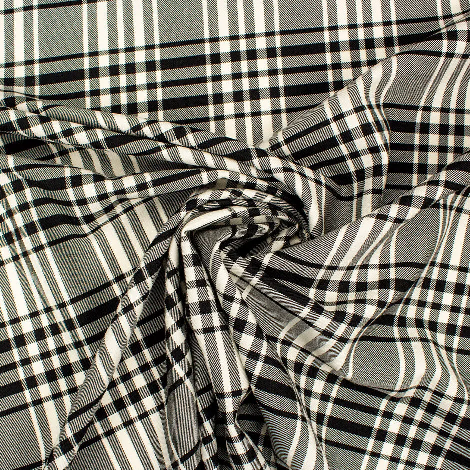 Monochrome Pure Wool Tartan