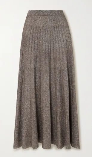 Pleated Lurex midi skirt