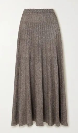 Pleated Lurex midi skirt