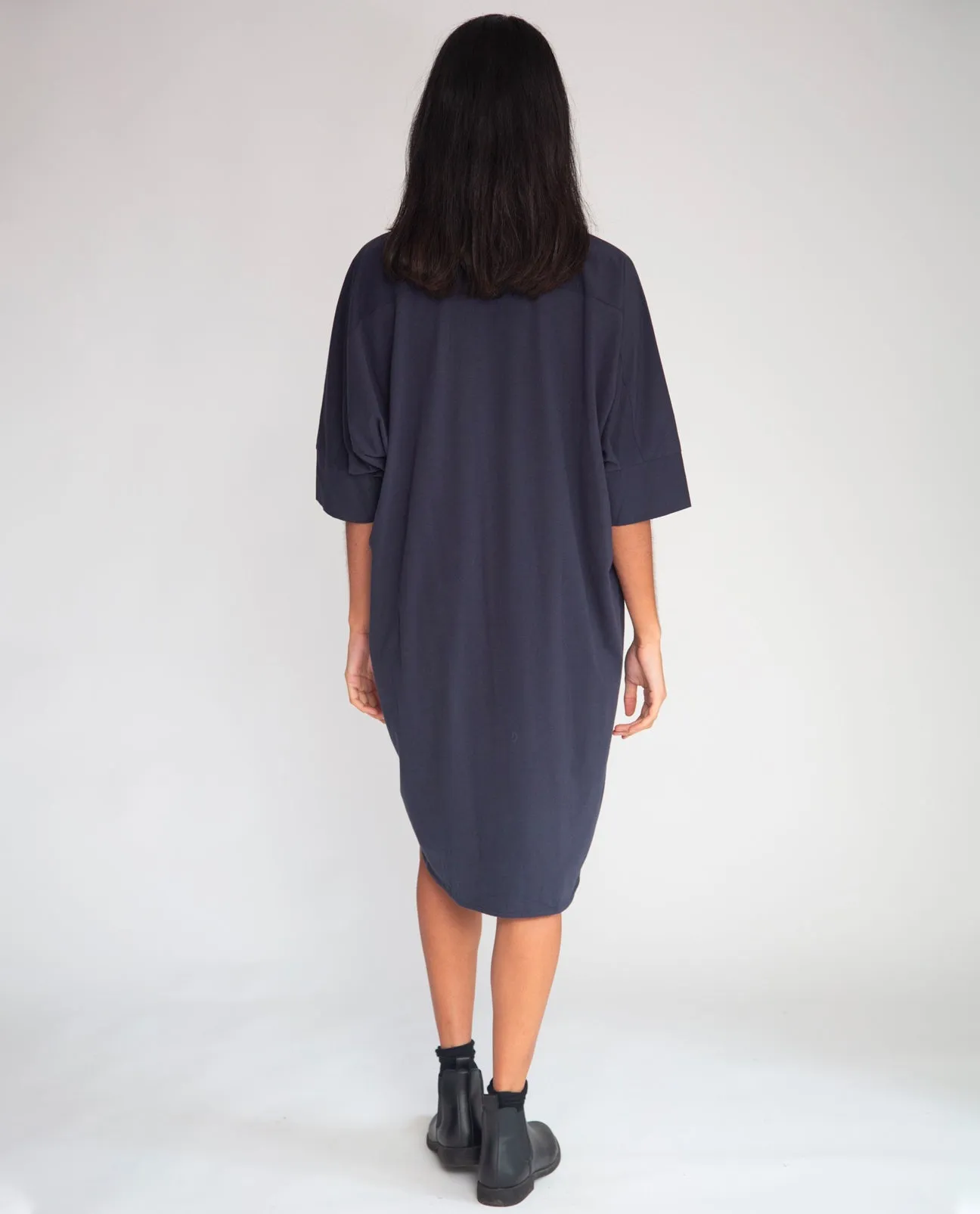 Sylvie Organic Cotton Dress In Navy