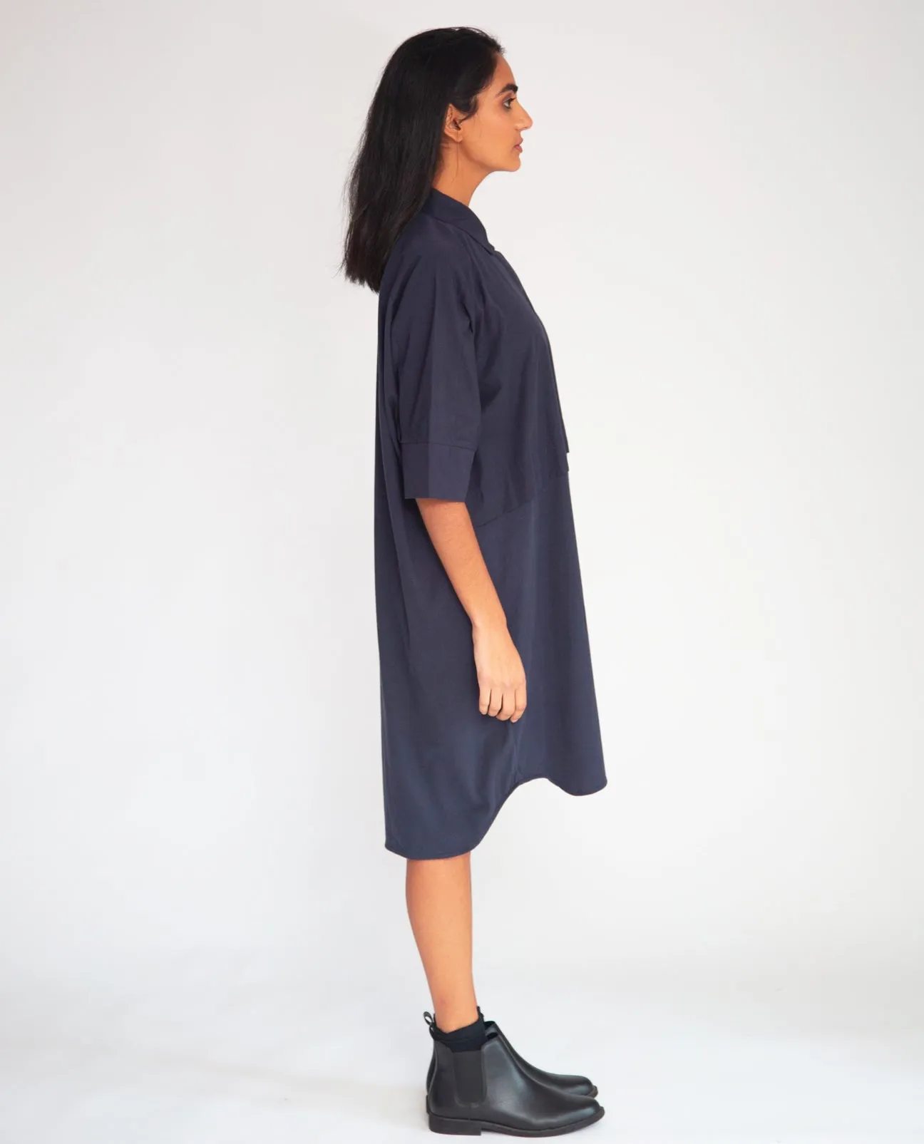 Sylvie Organic Cotton Dress In Navy