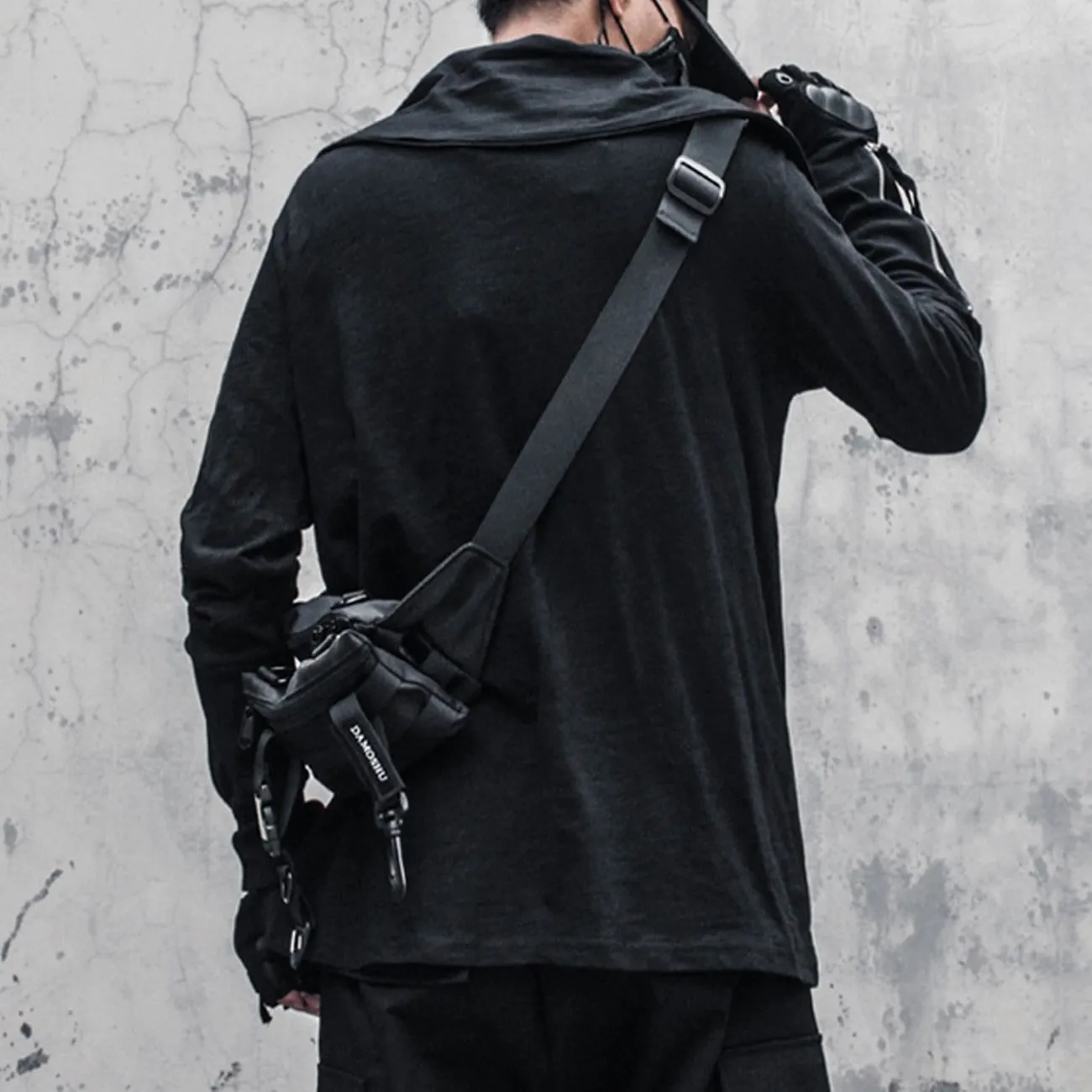 WLS Dark Irregular Turtleneck Zipper Sweatshirt