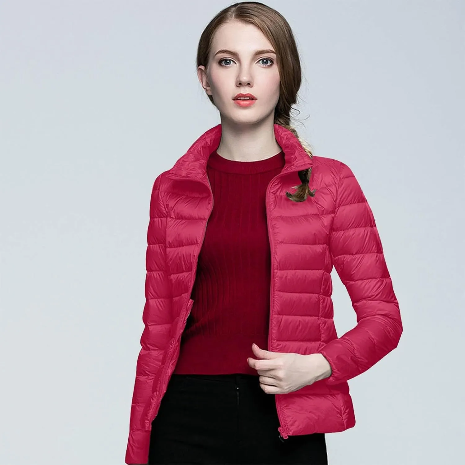 Women's Down Jacket Hooded Windproof Puffer Coat Packable Warm Winter Jacket Lightweight Ladies Parka Loose Fit Dowm Jacket
